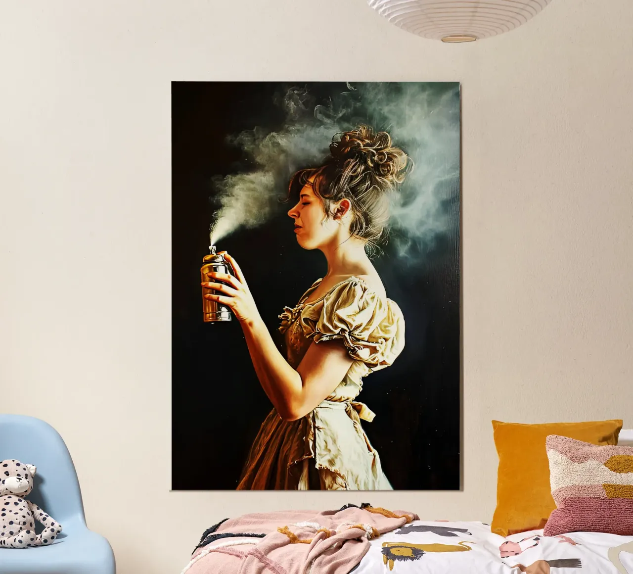 Donna bagno puzzolente poster con telaio in legno da kembangross