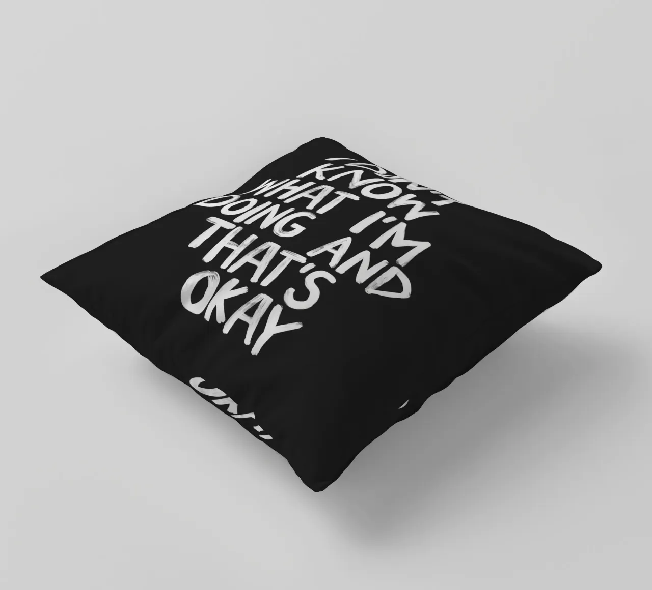 I Don't Know What I'm Doing and Thats Okay Typography Print decorative cushion by THE MOTIVATED TYPE