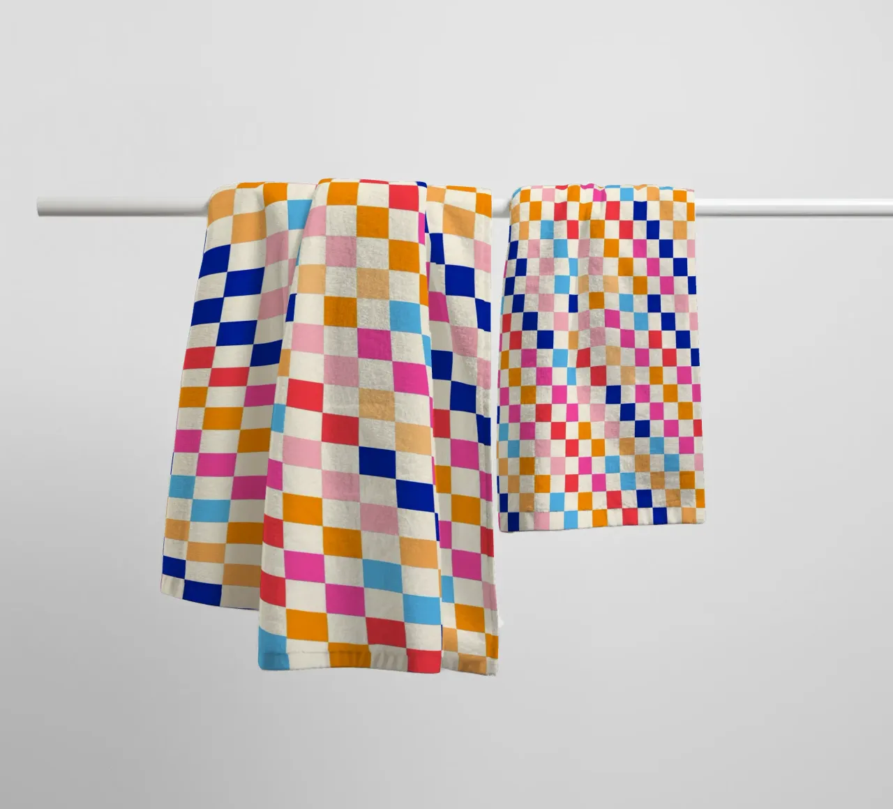Cheers Around the World • Retro Typographic Art with Checks towel by Dominique Vari Words