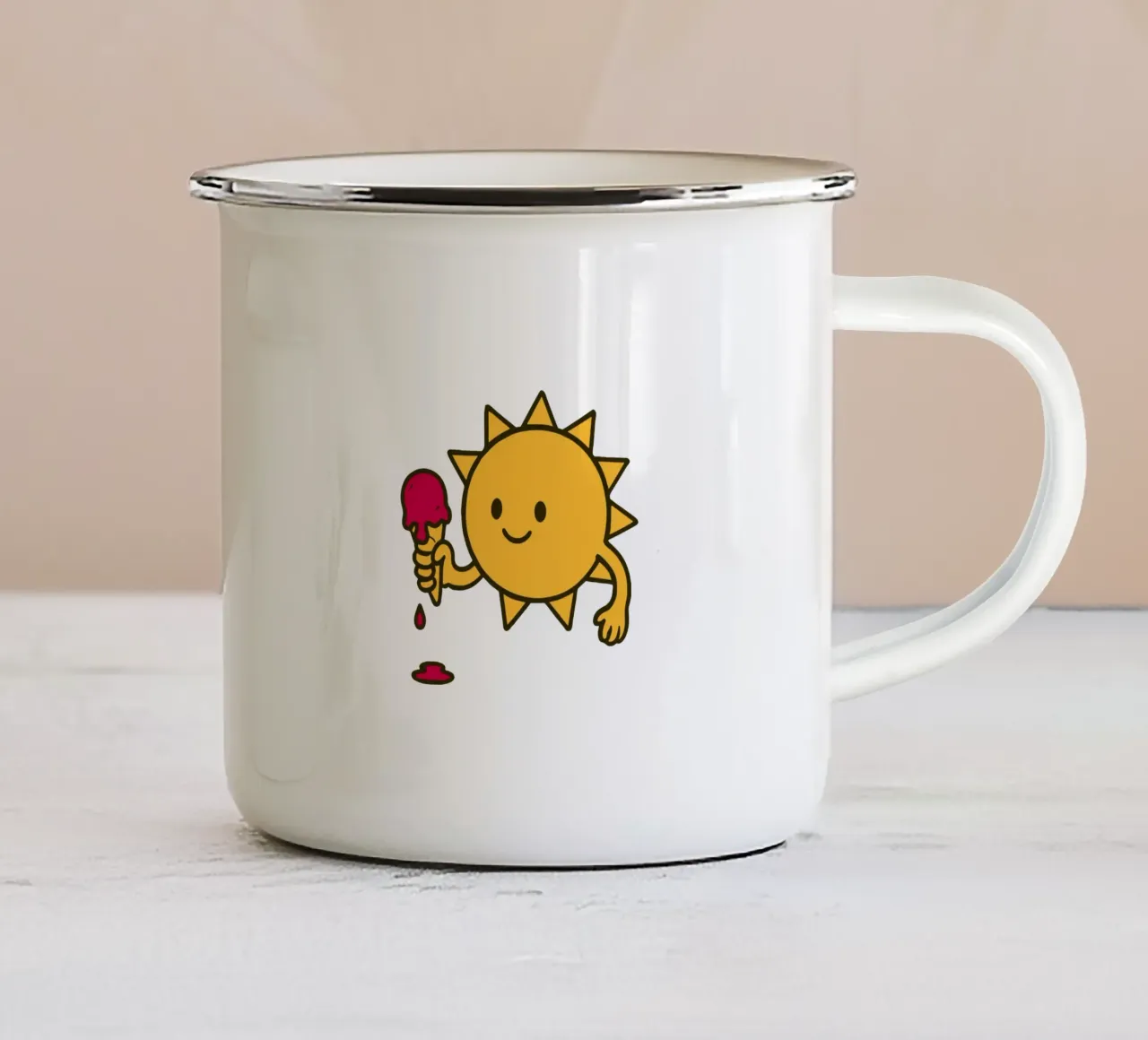 Sun and ice cream tazza in smalto da edsonramosart