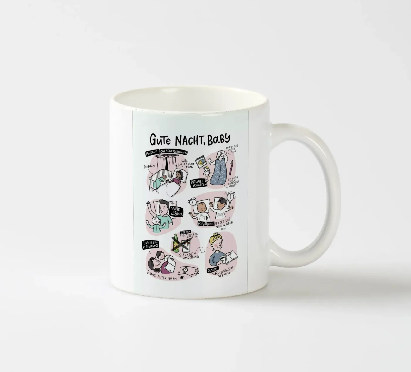 Schlaf ceramic mug by Geborgen Wachsen x JUNIQE