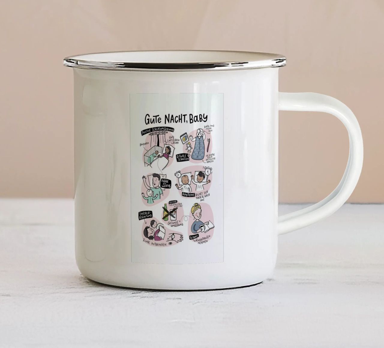 Schlaf tazza in smalto da Geborgen Wachsen x JUNIQE