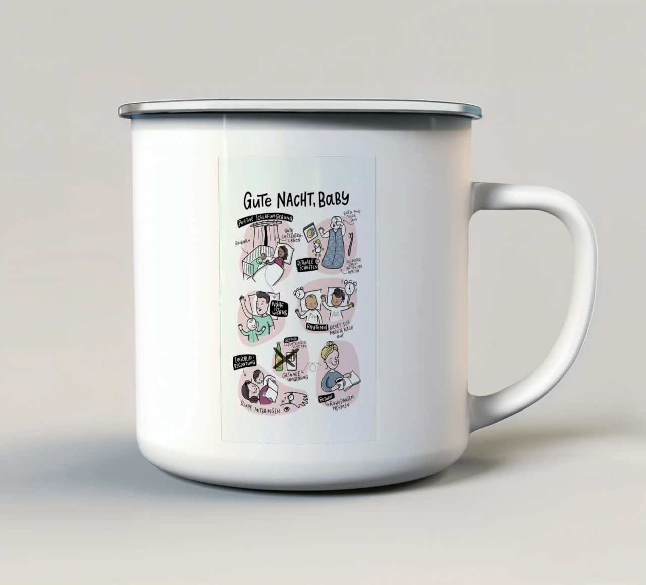 Schlaf tazza in smalto da Geborgen Wachsen x JUNIQE