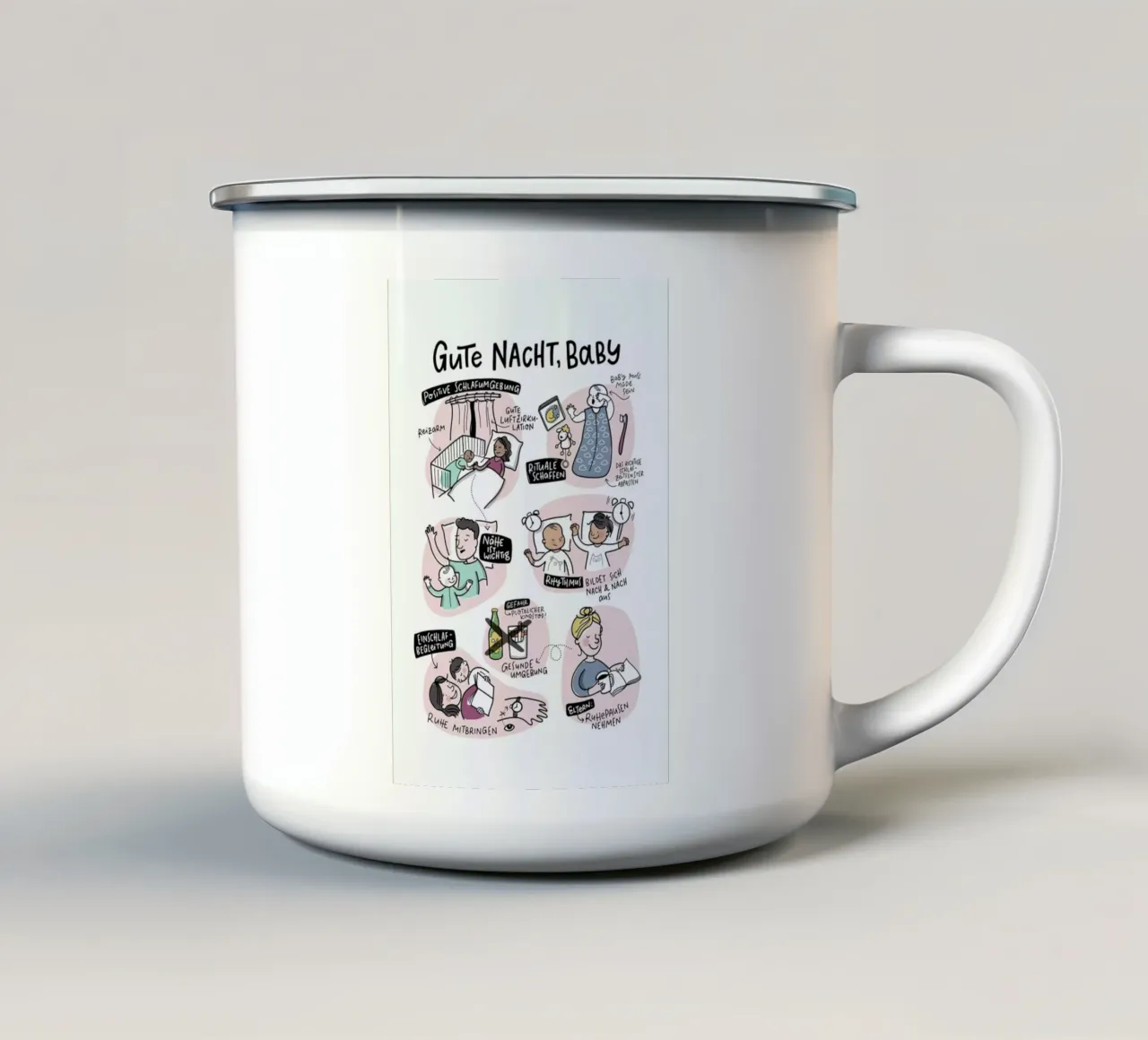 Schlaf tazza in smalto da Geborgen Wachsen x JUNIQE