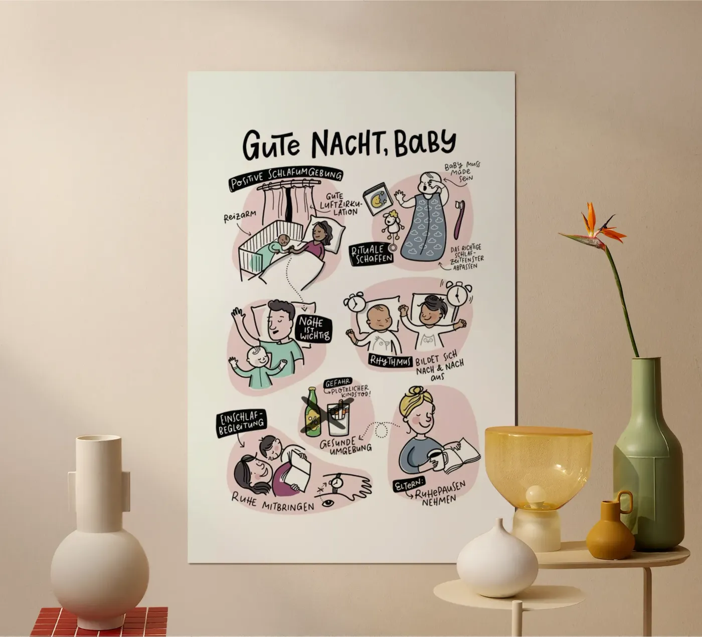 Schlaf poster van Geborgen Wachsen x JUNIQE