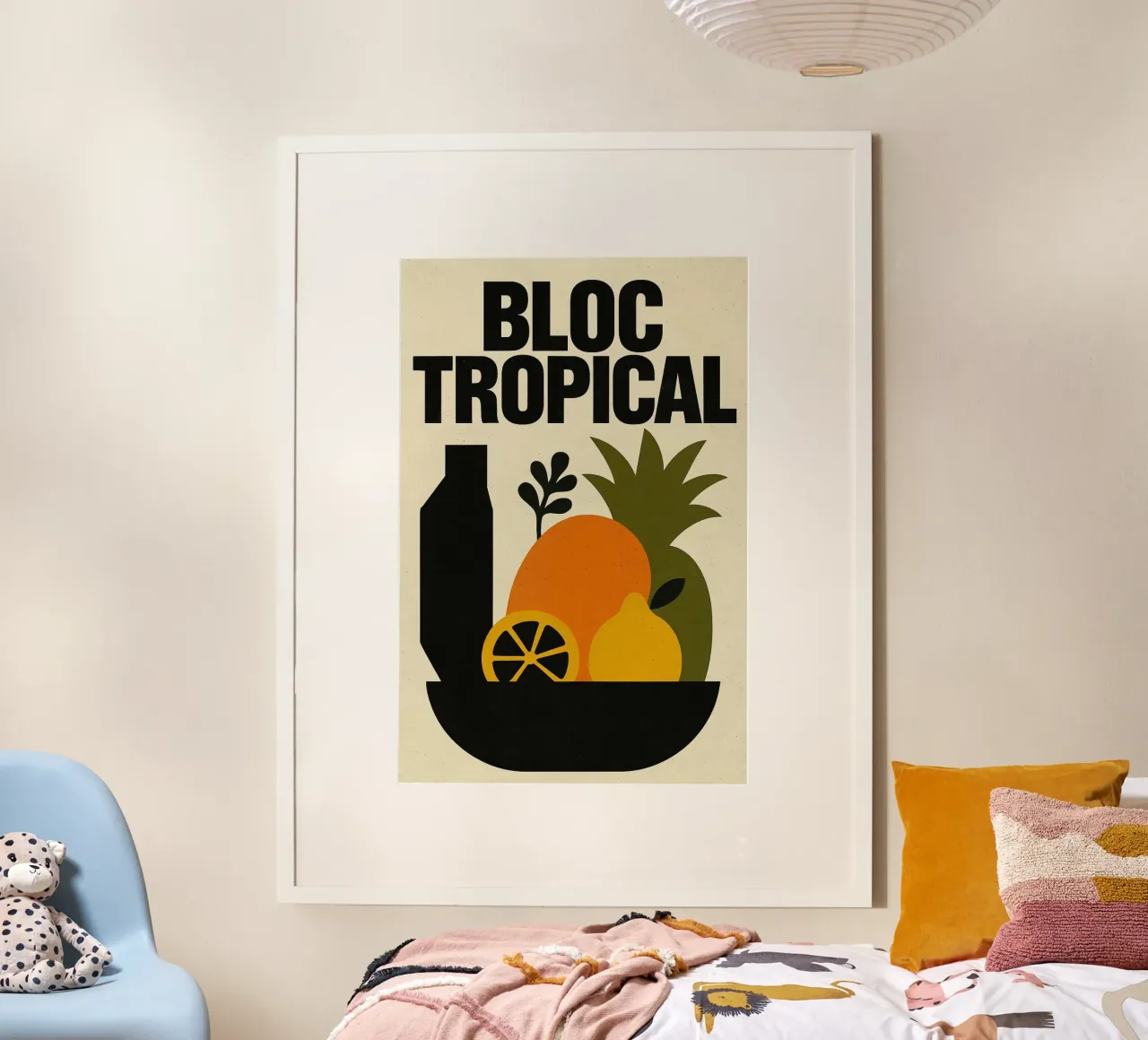 Bloc Tropical – L'explosion fruitée façon affiche rétro poster avec cadre en plastique de Pop and Fruits - Affiches & posters