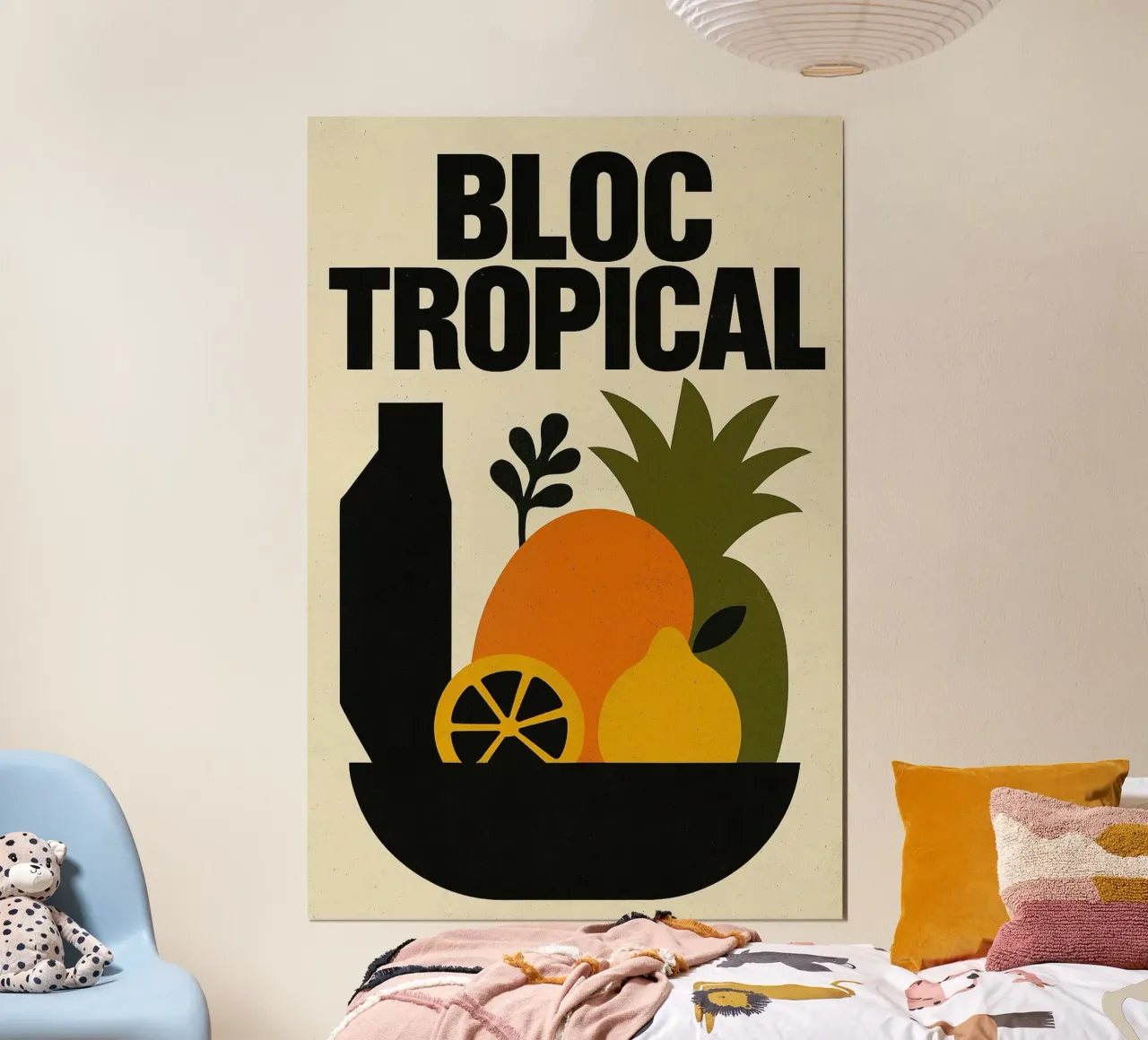 Bloc Tropical – L'explosion fruitée façon affiche rétro poster avec cadre en plastique de Pop and Fruits - Affiches & posters