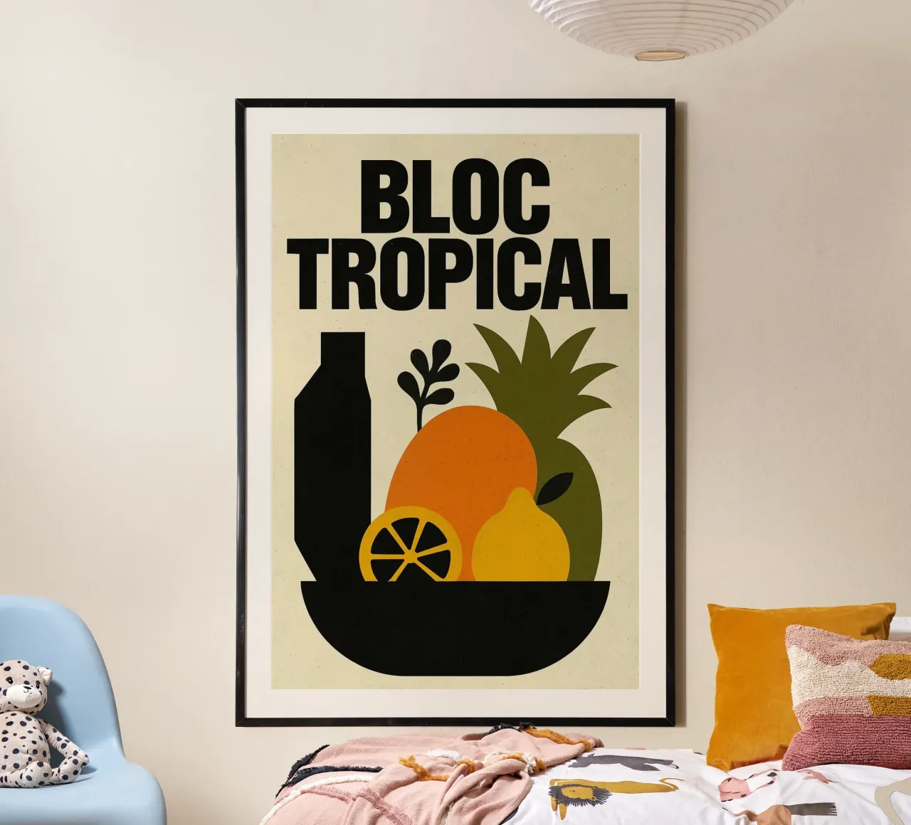 Bloc Tropical – L'explosion fruitée façon affiche rétro poster avec cadre en plastique de Pop and Fruits - Affiches & posters