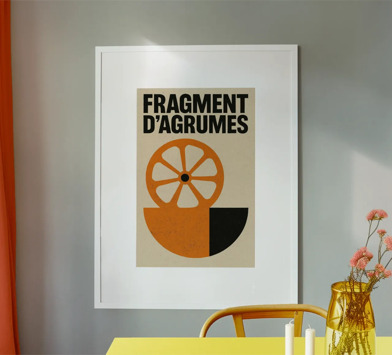 Fragment d’Agrumes – L’orange en version brute et stylée poster avec cadre en aluminium de Pop and Fruits - Affiches & posters