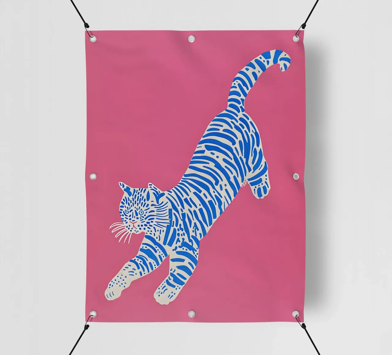 Abstract Cat in Pink and Blue telo in pvc da Gypsy Galleria