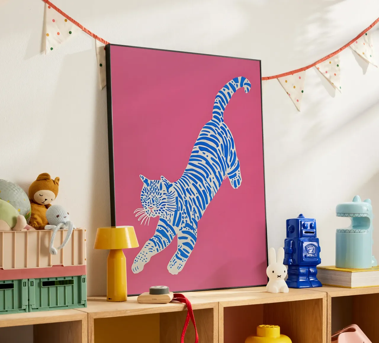 Abstract Cat in Pink and Blue alluminio dibond da Gypsy Galleria