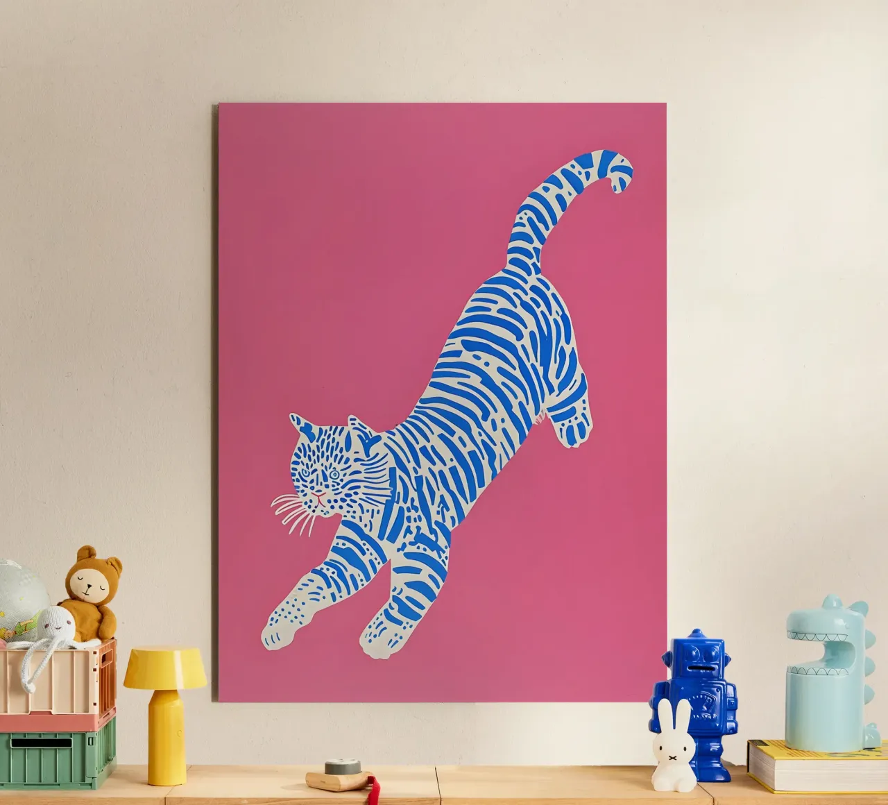 Abstract Cat in Pink and Blue alluminio dibond da Gypsy Galleria