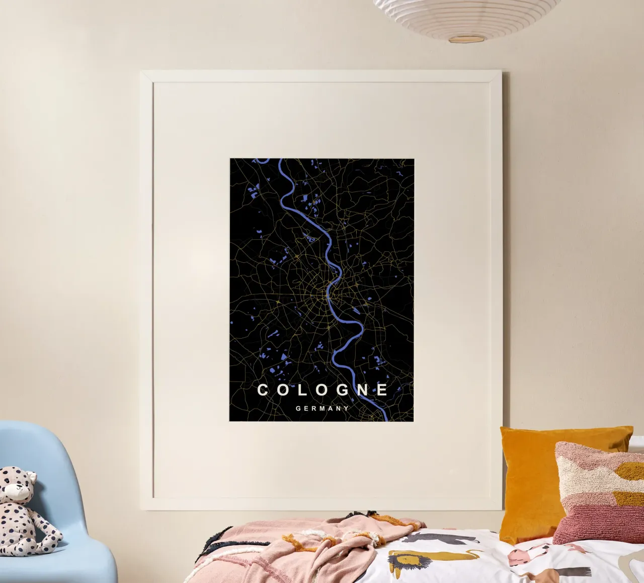 Mappa della città di Colonia Germania nero e oro poster da Cartographers Library