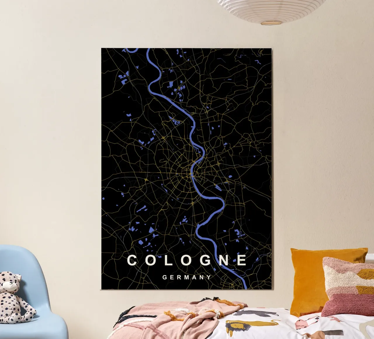 Mappa della città di Colonia Germania nero e oro poster da Cartographers Library
