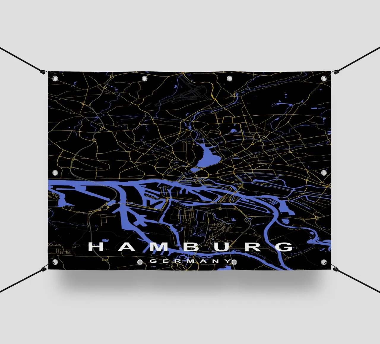 Amburgo Germania - Mappa della città in nero e oro telo in pvc da Cartographers Library