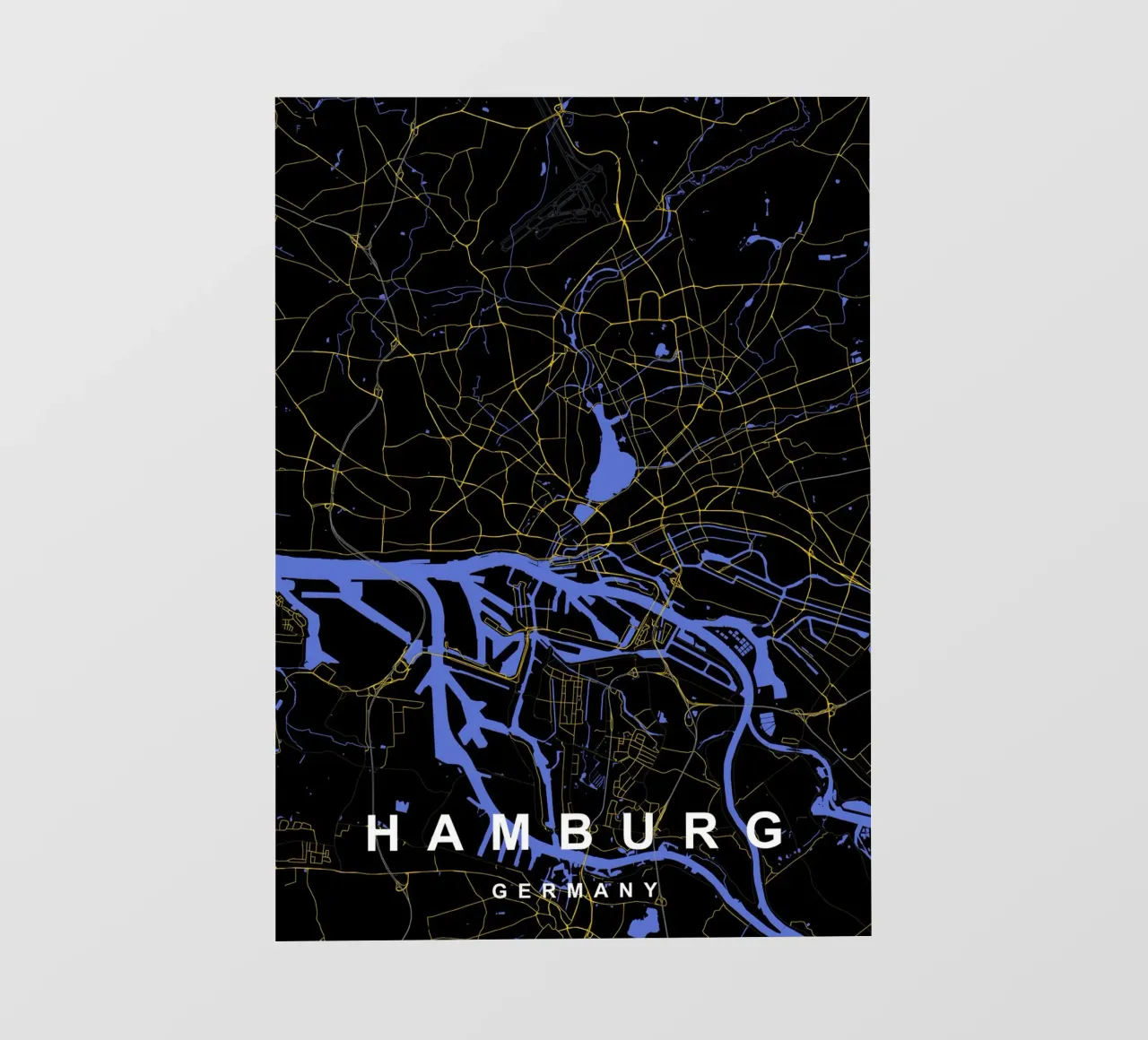 Amburgo Germania - Mappa della città in nero e oro telo in pvc da Cartographers Library