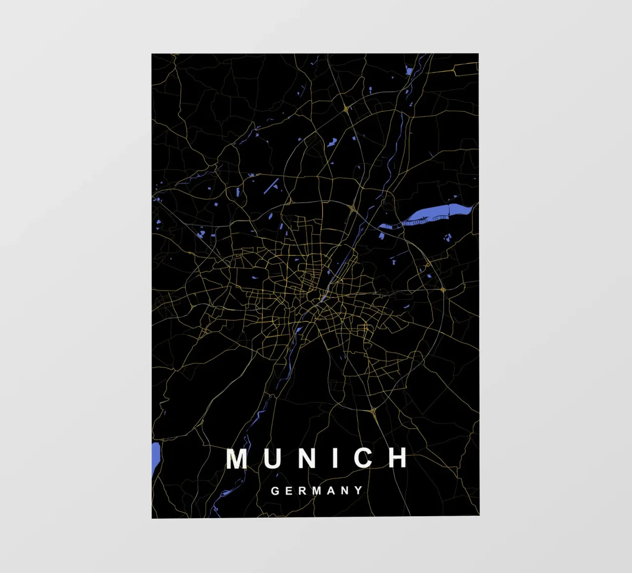 Monaco di Baviera Germania - Mappa della città in nero e oro telo in pvc da Cartographers Library