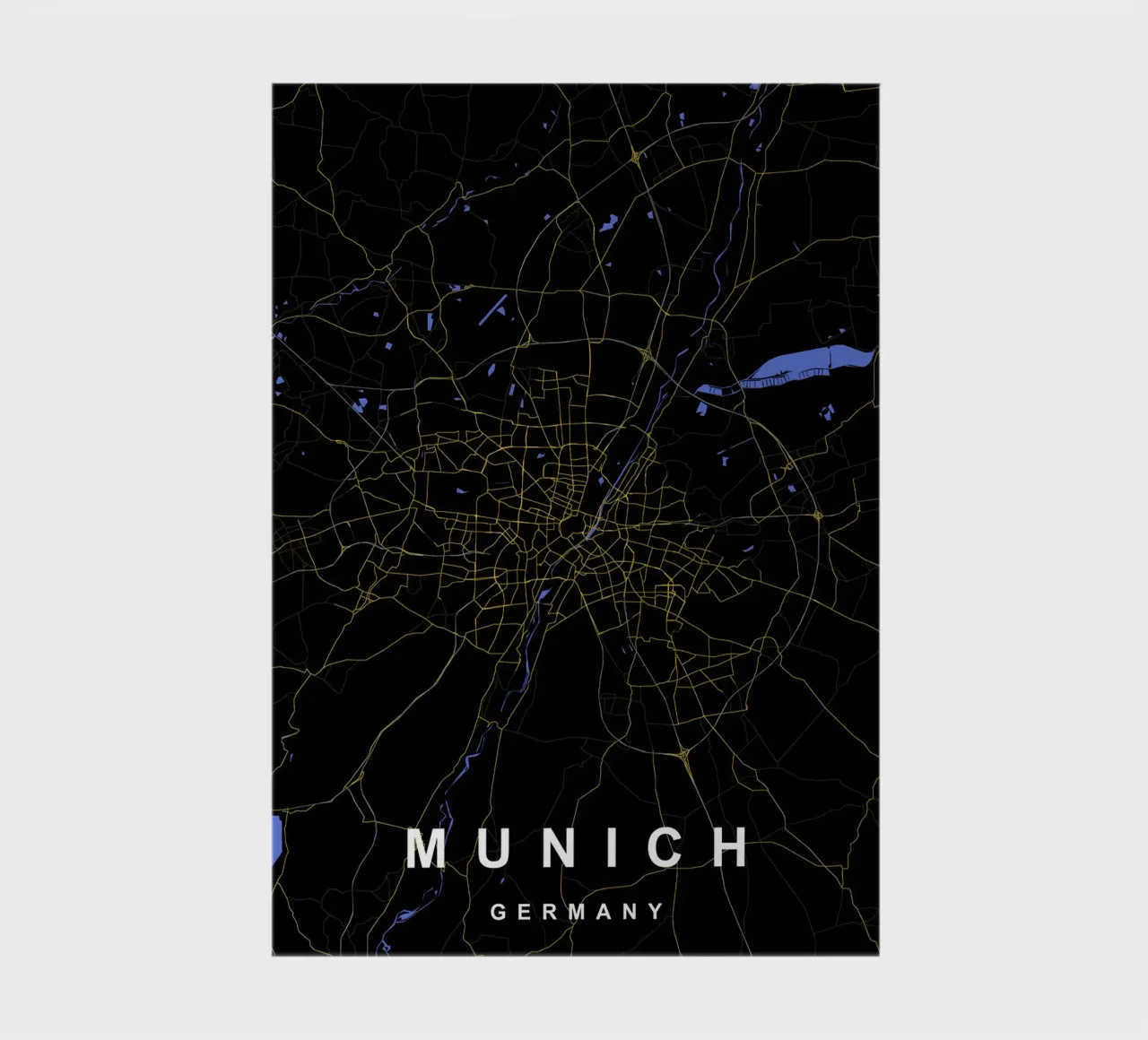 Múnich Alemania Mapa de la ciudad Negro y Oro cuaderno de Cartographers Library