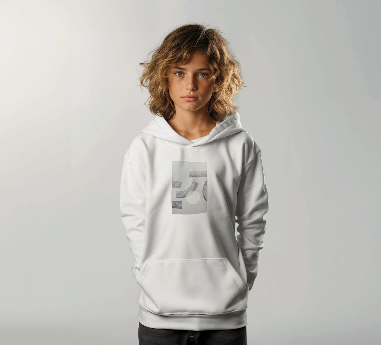 Minimal Abstract Charcoal felpa bambino con cappuccio da Studio Nahili
