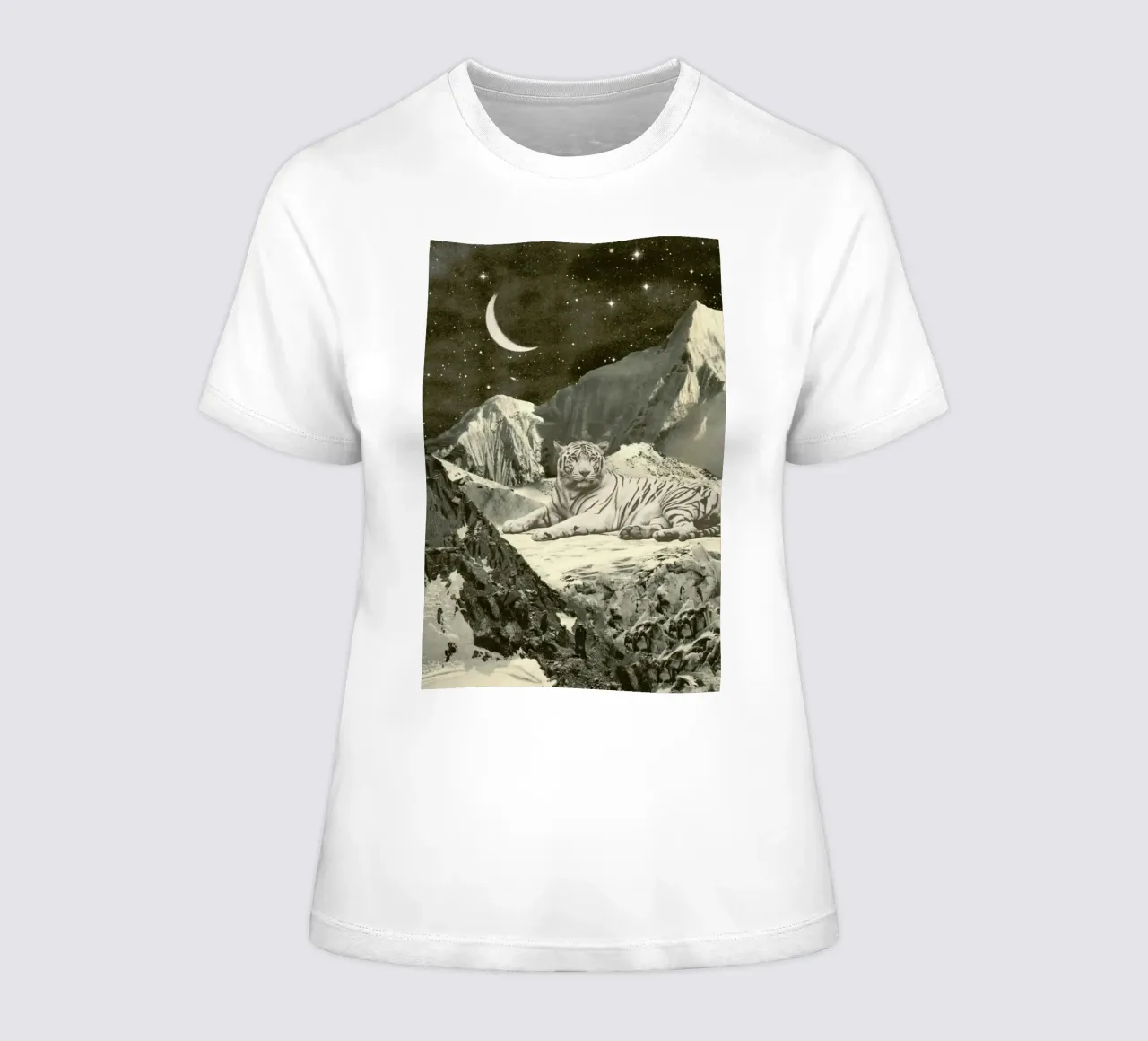 White Tiger women's fitted t-shirt by Florent Bodart