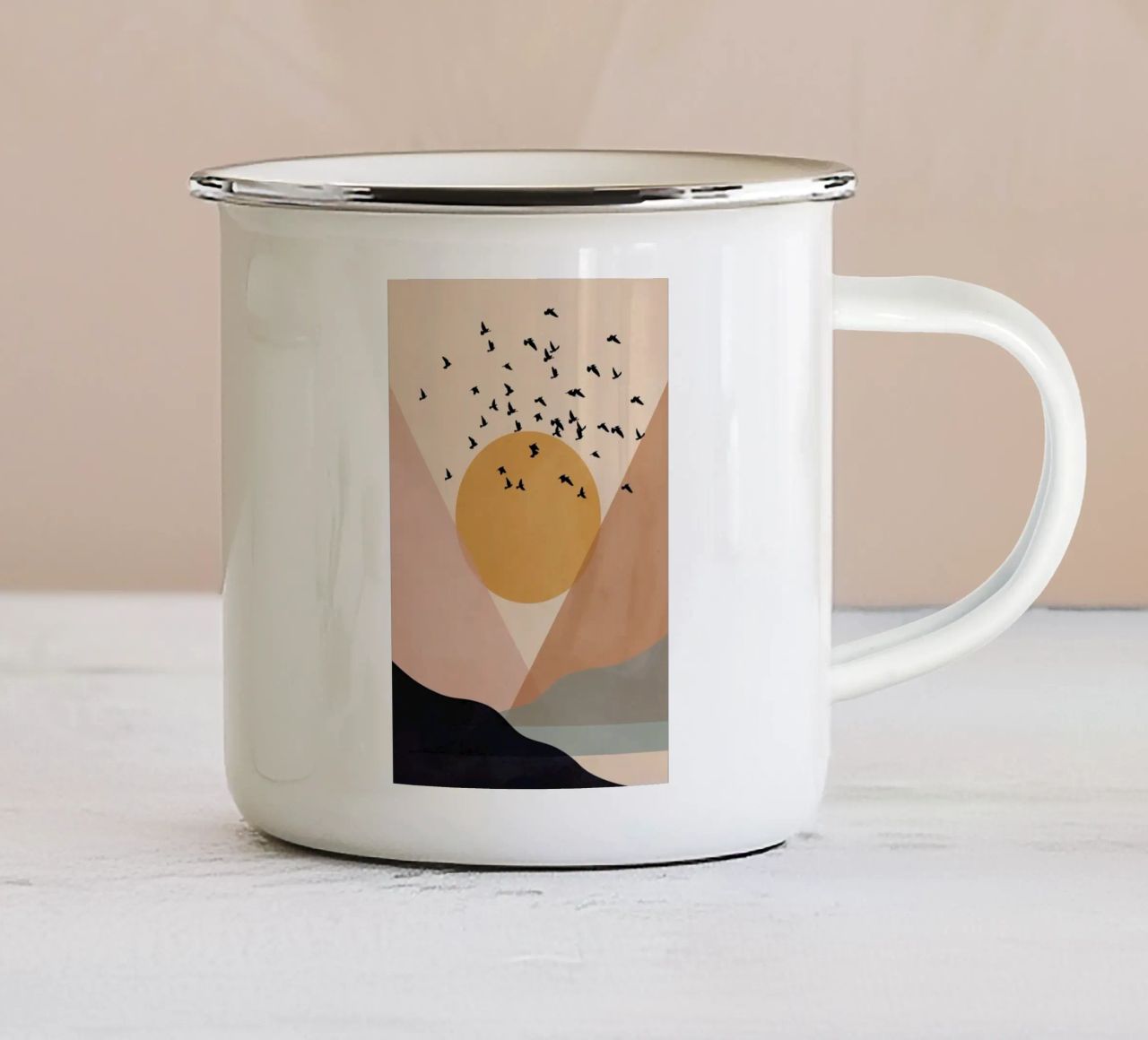Sun Flock Emaille Tasse von Pure