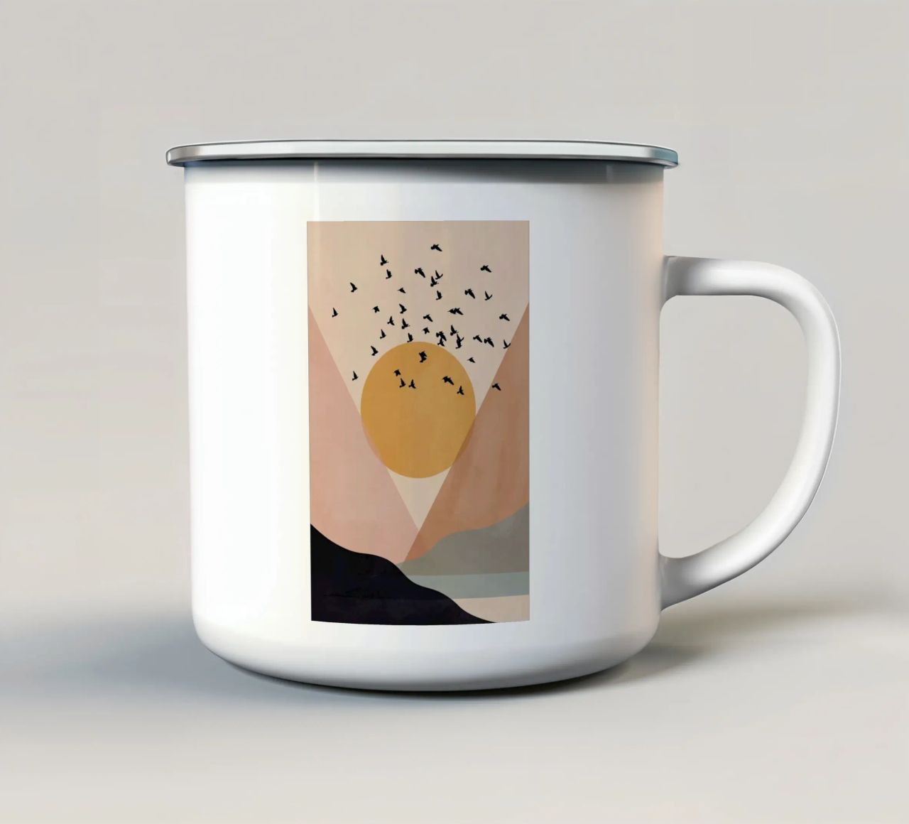 Sun Flock Emaille Tasse von Pure