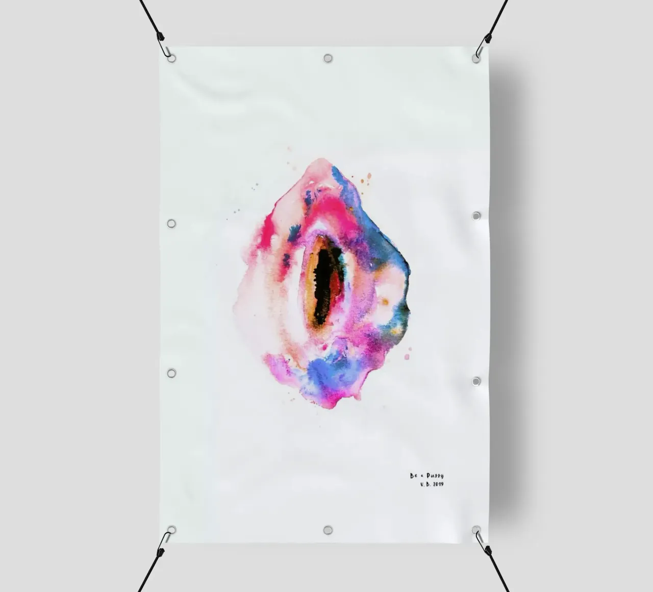 Watercolor Vulva Unicorn telo in pvc da Verena Bonath | 21st aesthetics
