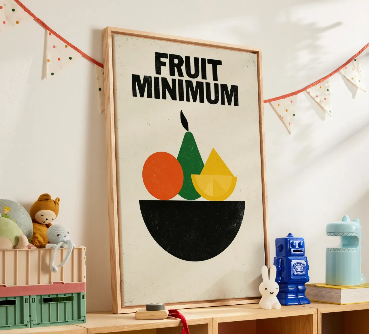 Frutta Minima - L'essenziale in forme e colori tela con Cornice a cassetta da Pop and Fruits - Affiches & posters