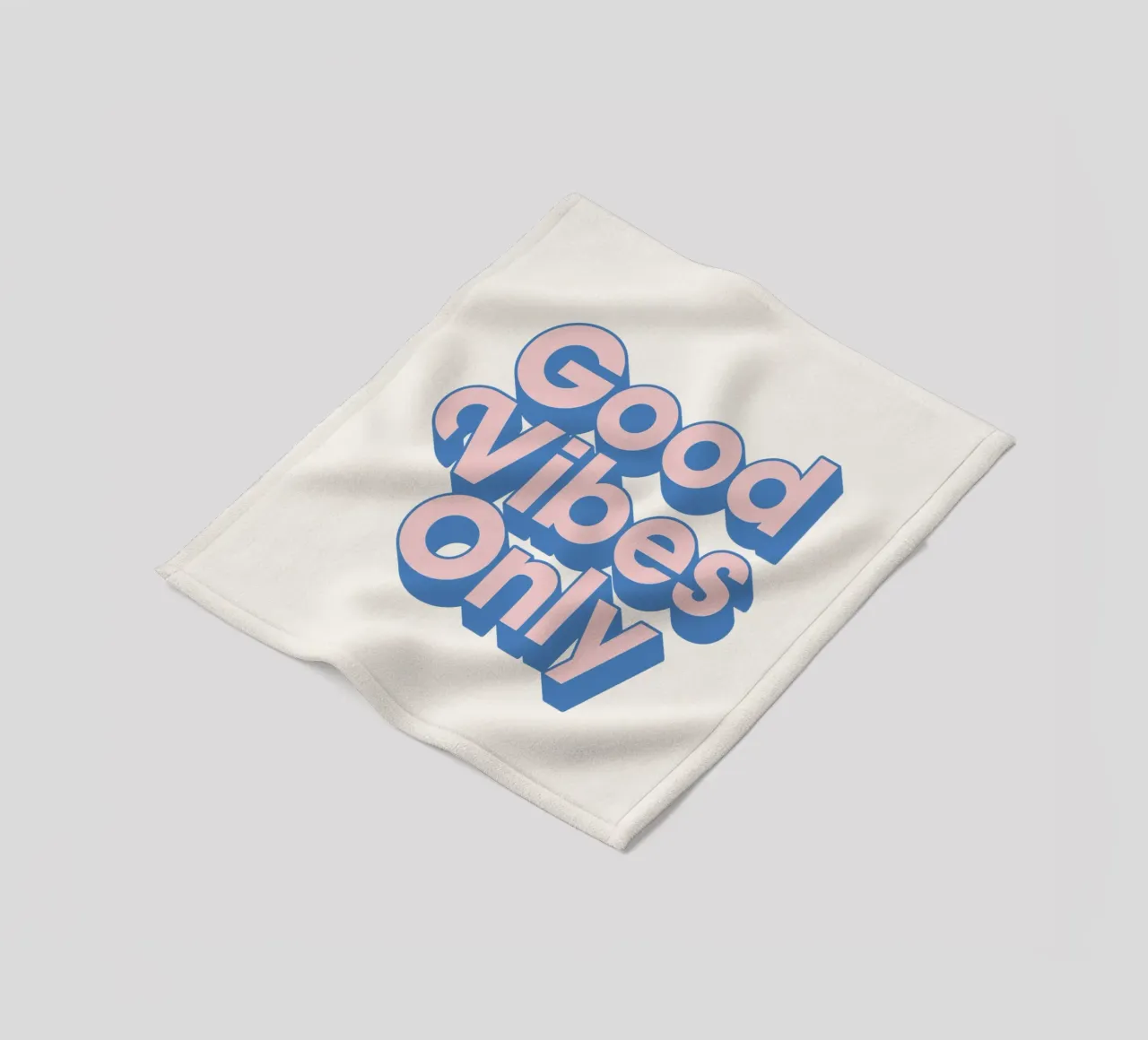 Good Vibes Only Typography Print in Pink and Blue fleece blanket by THE MOTIVATED TYPE