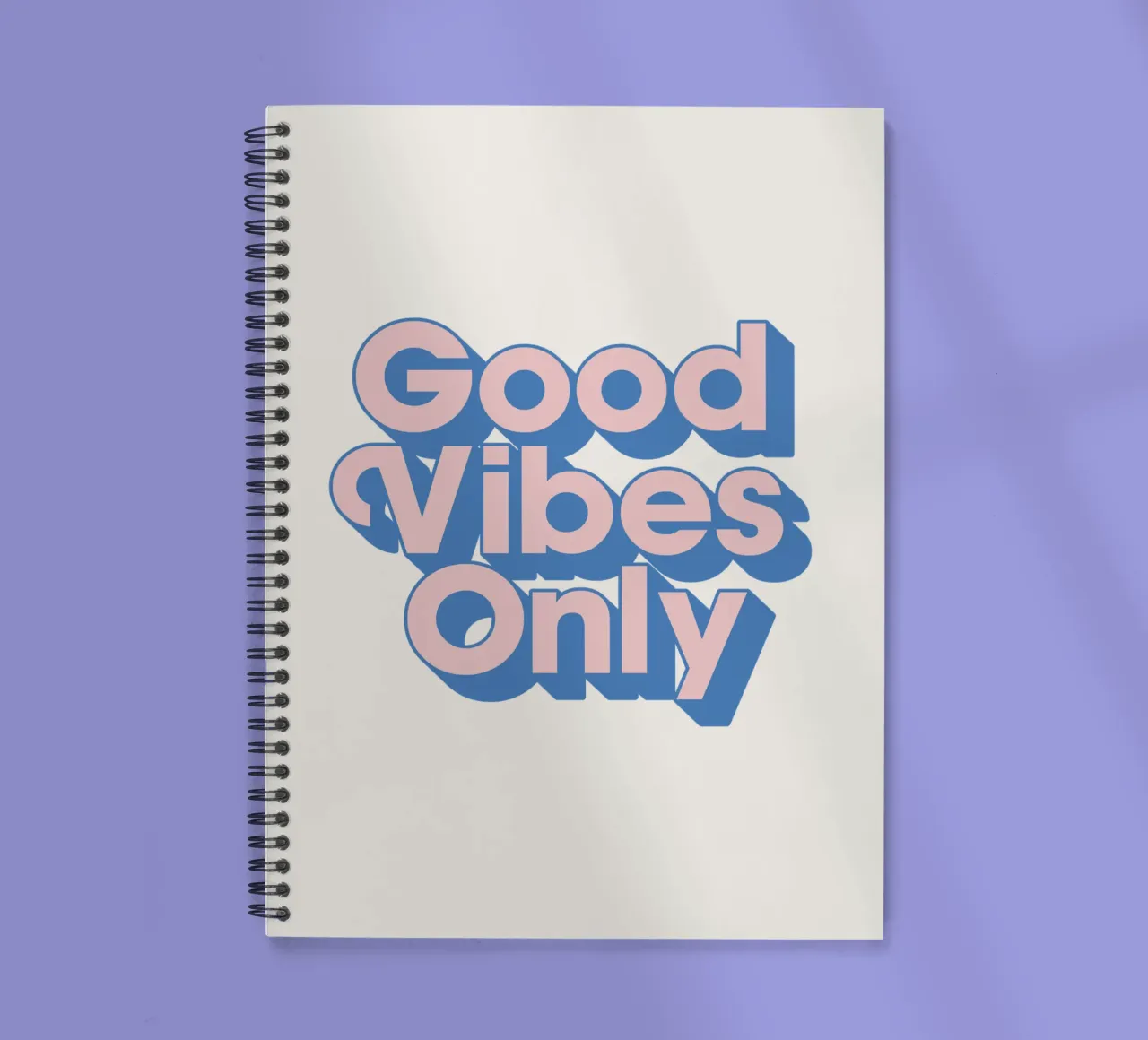 Good Vibes Only Typography Print in Pink and Blue spiral notebook by THE MOTIVATED TYPE