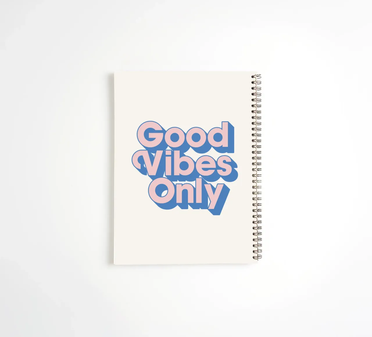 Good Vibes Only Typography Print in Pink and Blue spiral notebook by THE MOTIVATED TYPE