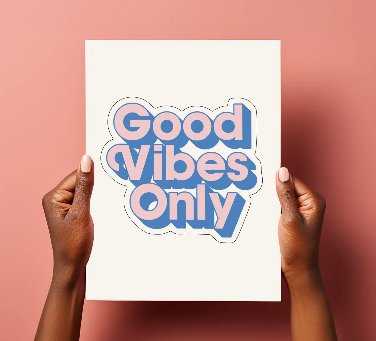 Good Vibes Only Typography Print in Pink and Blue sticker sheet by THE MOTIVATED TYPE