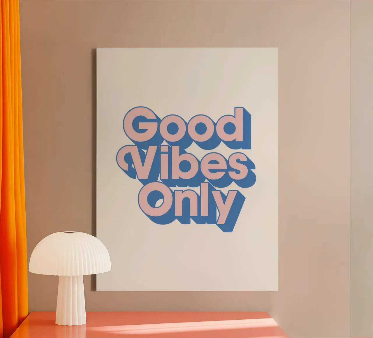 Stampa tipografica Good Vibes Only in rosa e blu tela da THE MOTIVATED TYPE