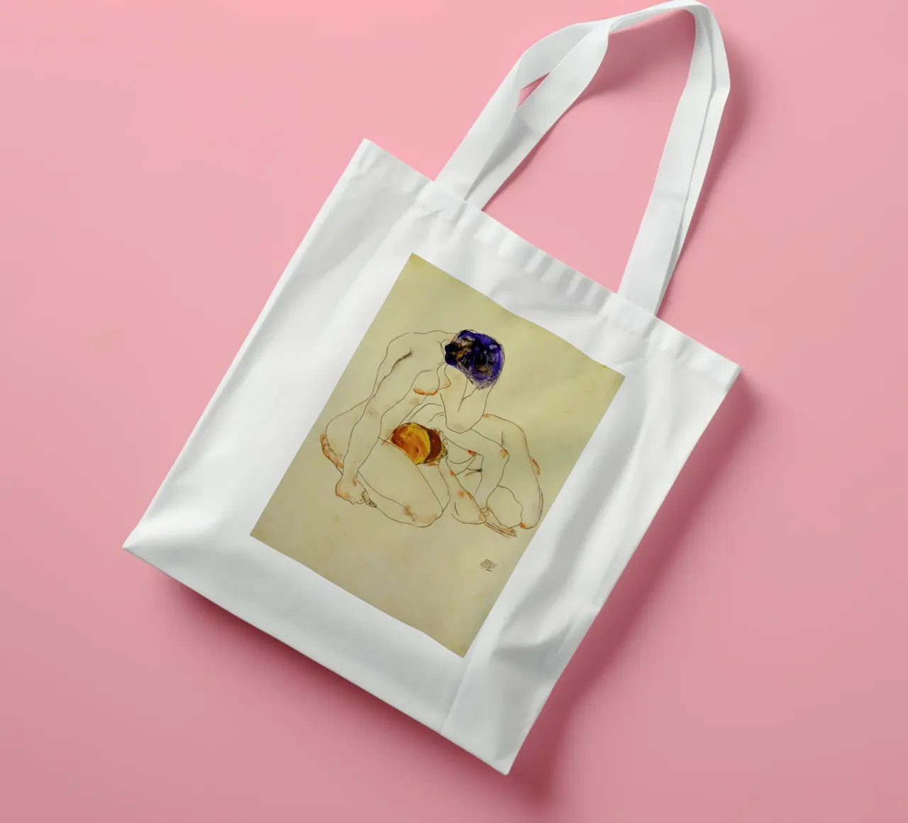 Schiele - Two Friends borsa in juta da ARTOTHEK