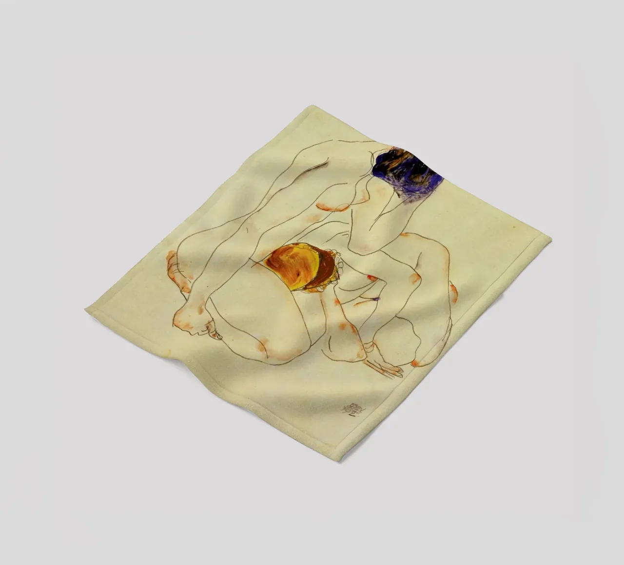 Schiele - Two Friends fleece blanket by ARTOTHEK