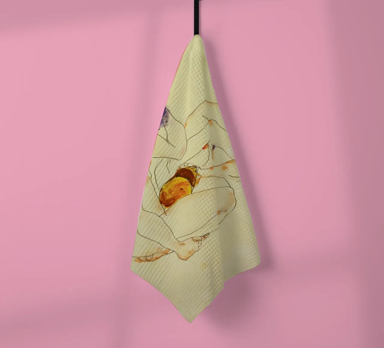 Schiele - Two Friends tea towel by ARTOTHEK