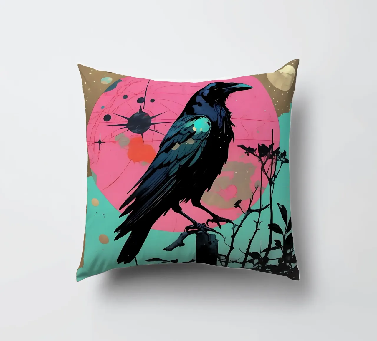 Corvo_Stile_D_1 cuscino da Tierisch bunt by LK
