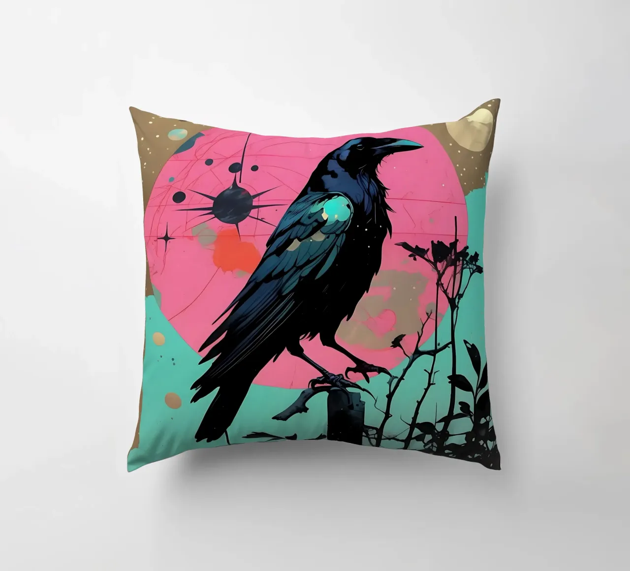 Corvo_Stile_D_1 cuscino da Tierisch bunt by LK
