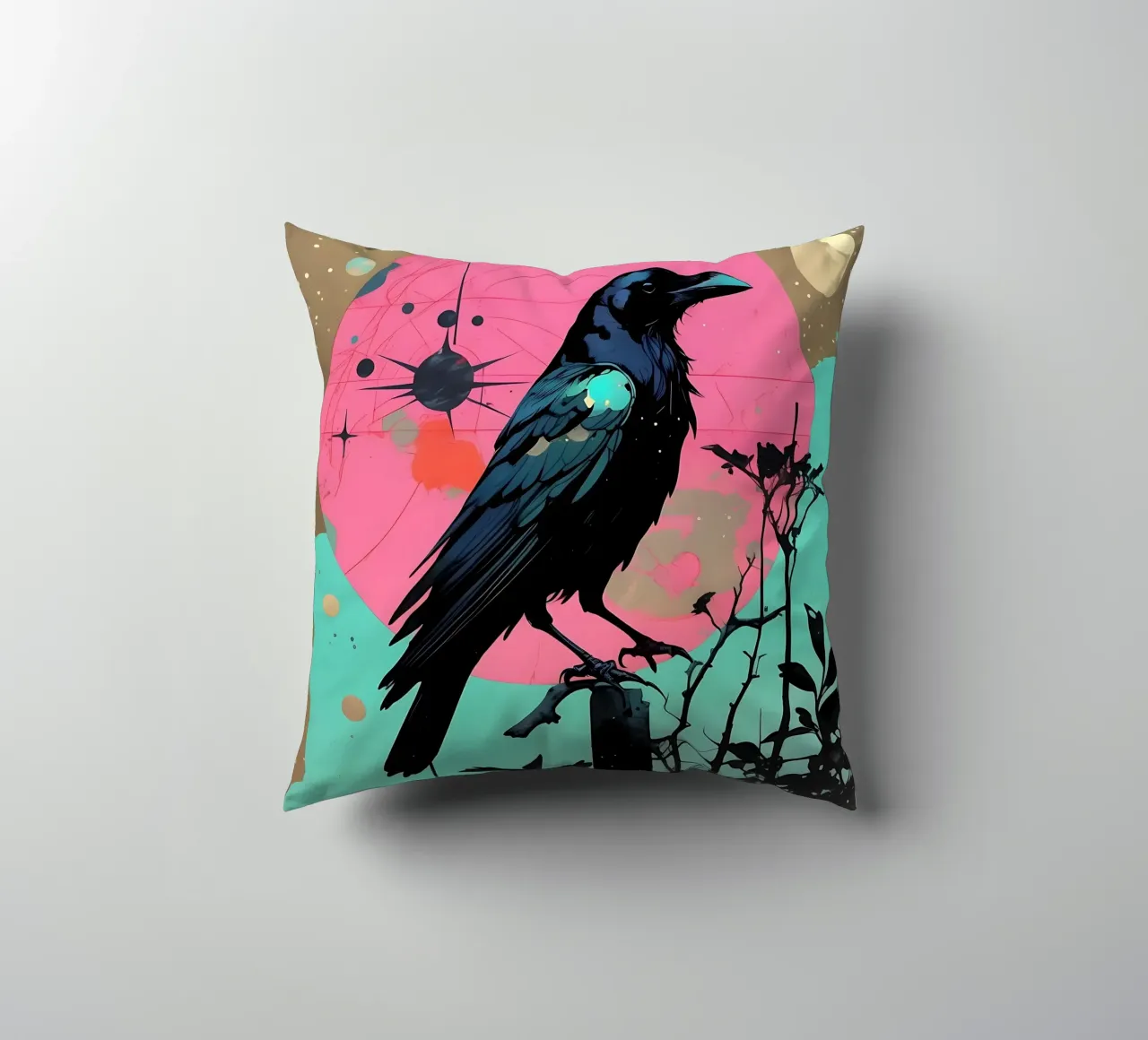 Corvo_Stile_D_1 cuscino da Tierisch bunt by LK