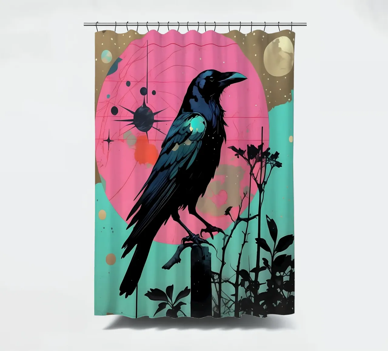 Crow_Style_D_1 shower curtain by Tierisch bunt by LK