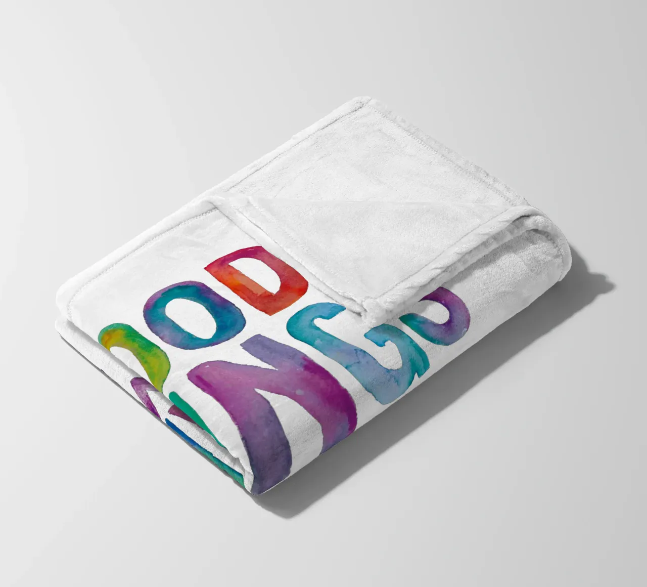 Good Things Are Coming Colourful Rainbow Typography Print fleece blanket by THE MOTIVATED TYPE
