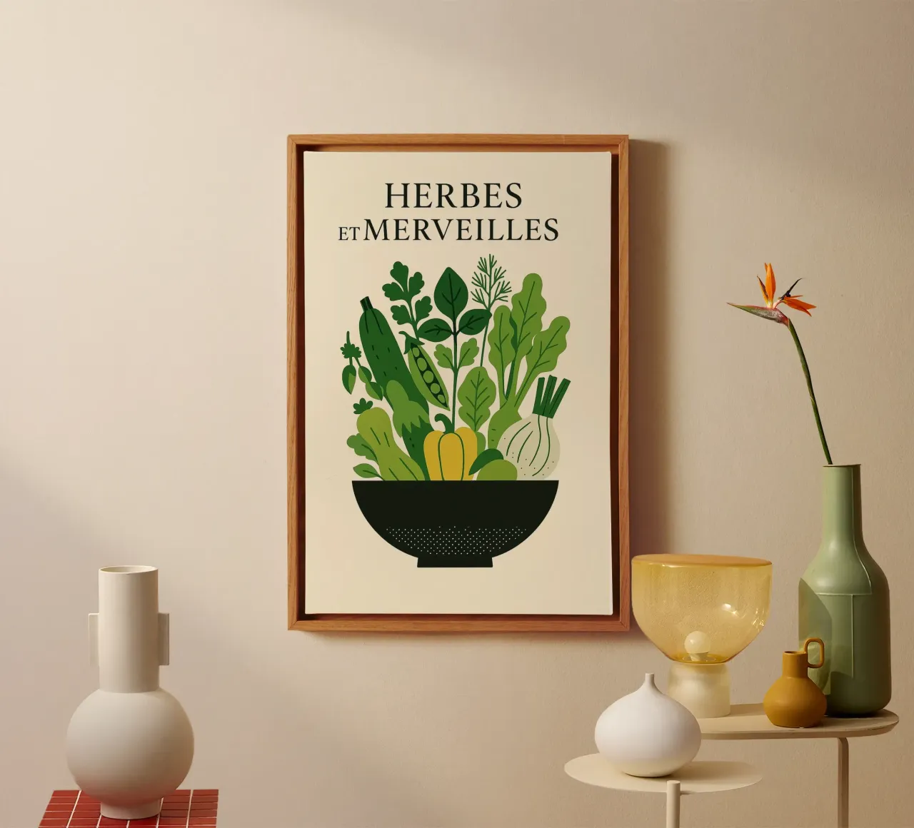 Herbes et Merveilles - La natura al suo meglio tela con Cornice a cassetta da Pop and Fruits - Affiches & posters