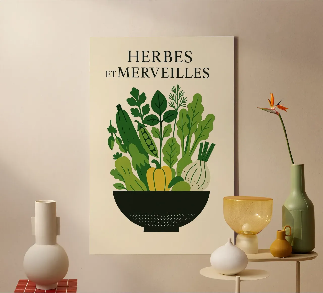 Herbes et Merveilles - La natura al suo meglio tela con Cornice a cassetta da Pop and Fruits - Affiches & posters