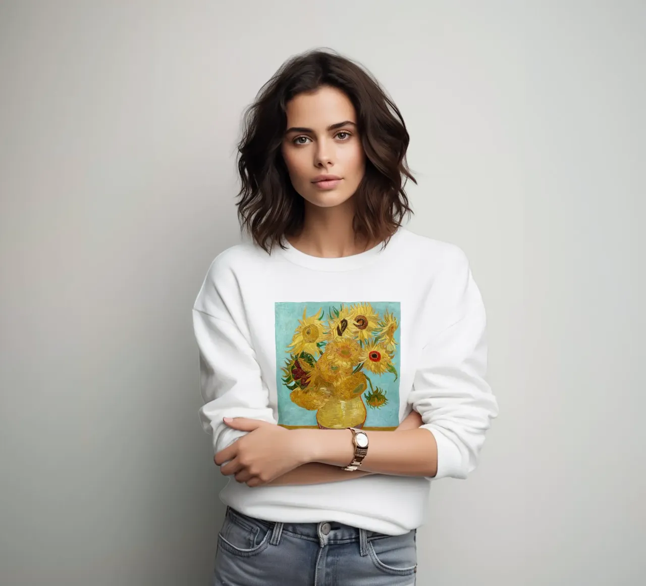 Vaso con dodici girasoli di Van Gogh felpa da Van Gogh Prints