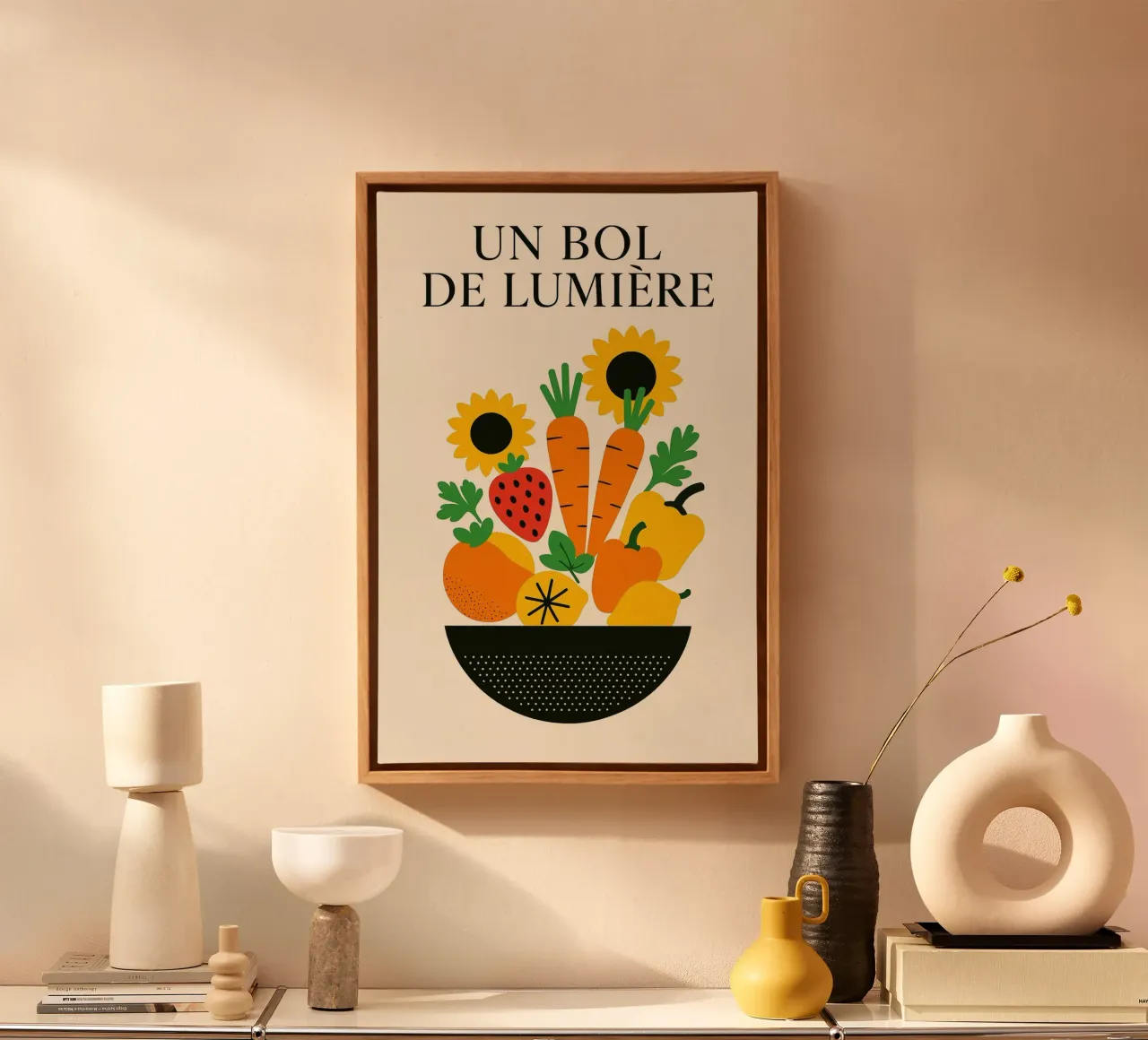 Un Bol de Lumière - Versione Frutti e Fiori tela con Cornice a cassetta da Pop and Fruits - Affiches & posters