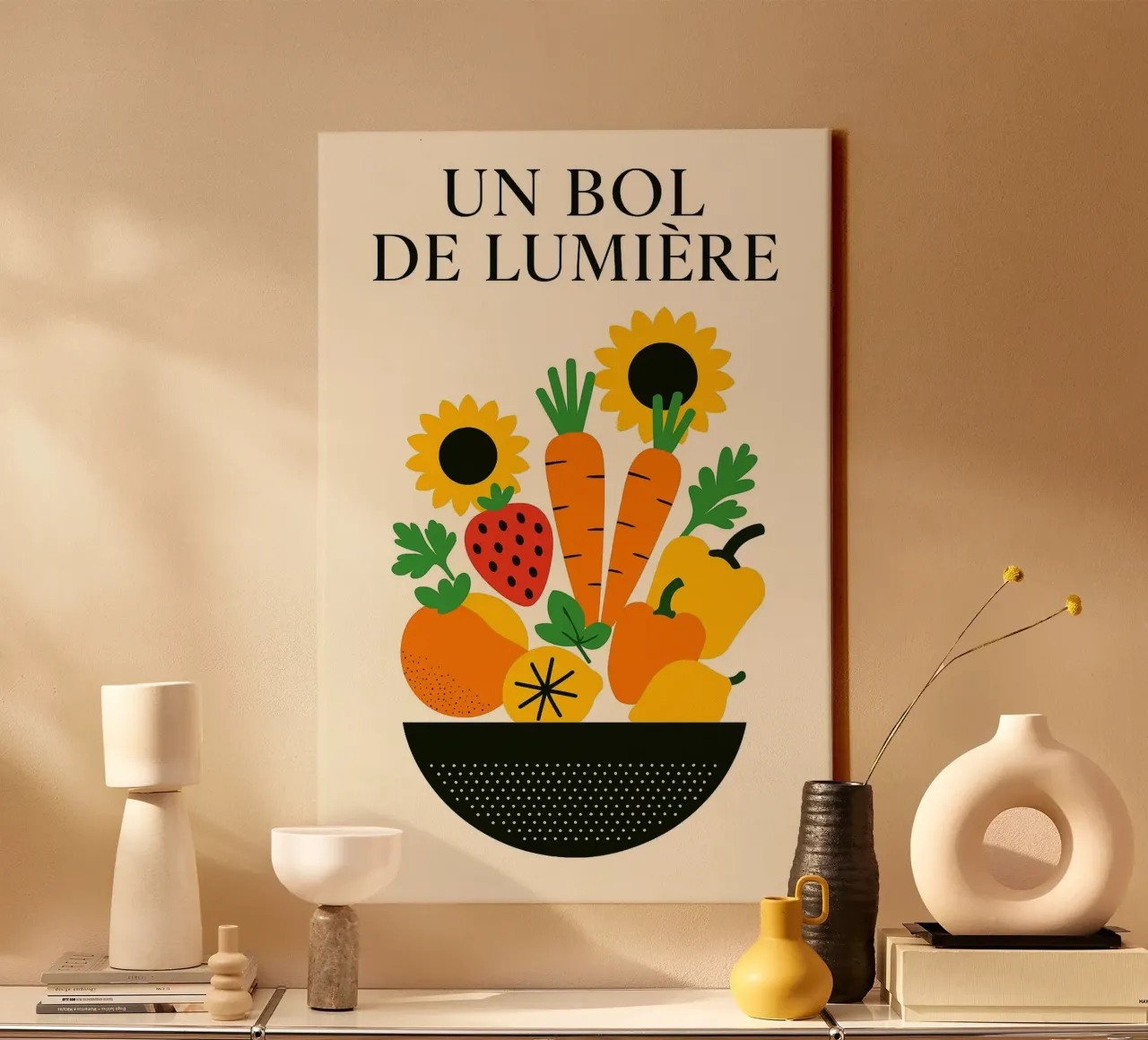 Un Bol de Lumière - Versione Frutti e Fiori tela con Cornice a cassetta da Pop and Fruits - Affiches & posters