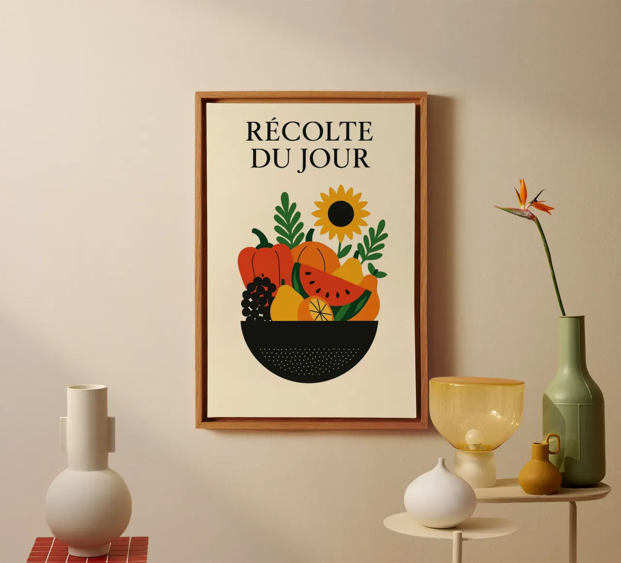 Oogst van de dag - Het grafische feest van het dagelijks leven canvas met Baklijst van Pop and Fruits - Affiches & posters