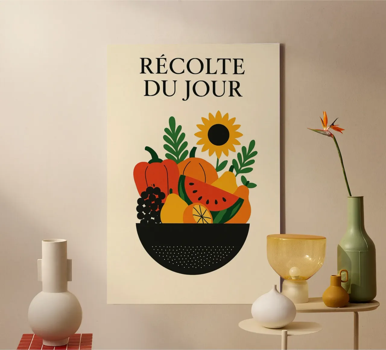 Oogst van de dag - Het grafische feest van het dagelijks leven canvas met Baklijst van Pop and Fruits - Affiches & posters
