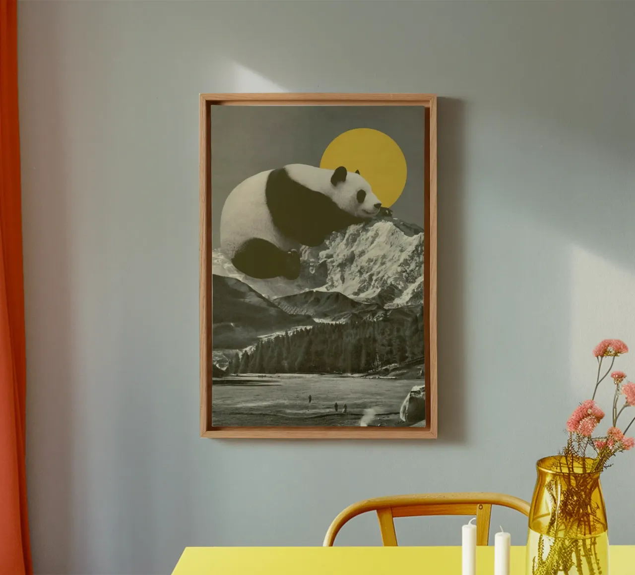 Panda Nap tela con Cornice a cassetta da Florent Bodart