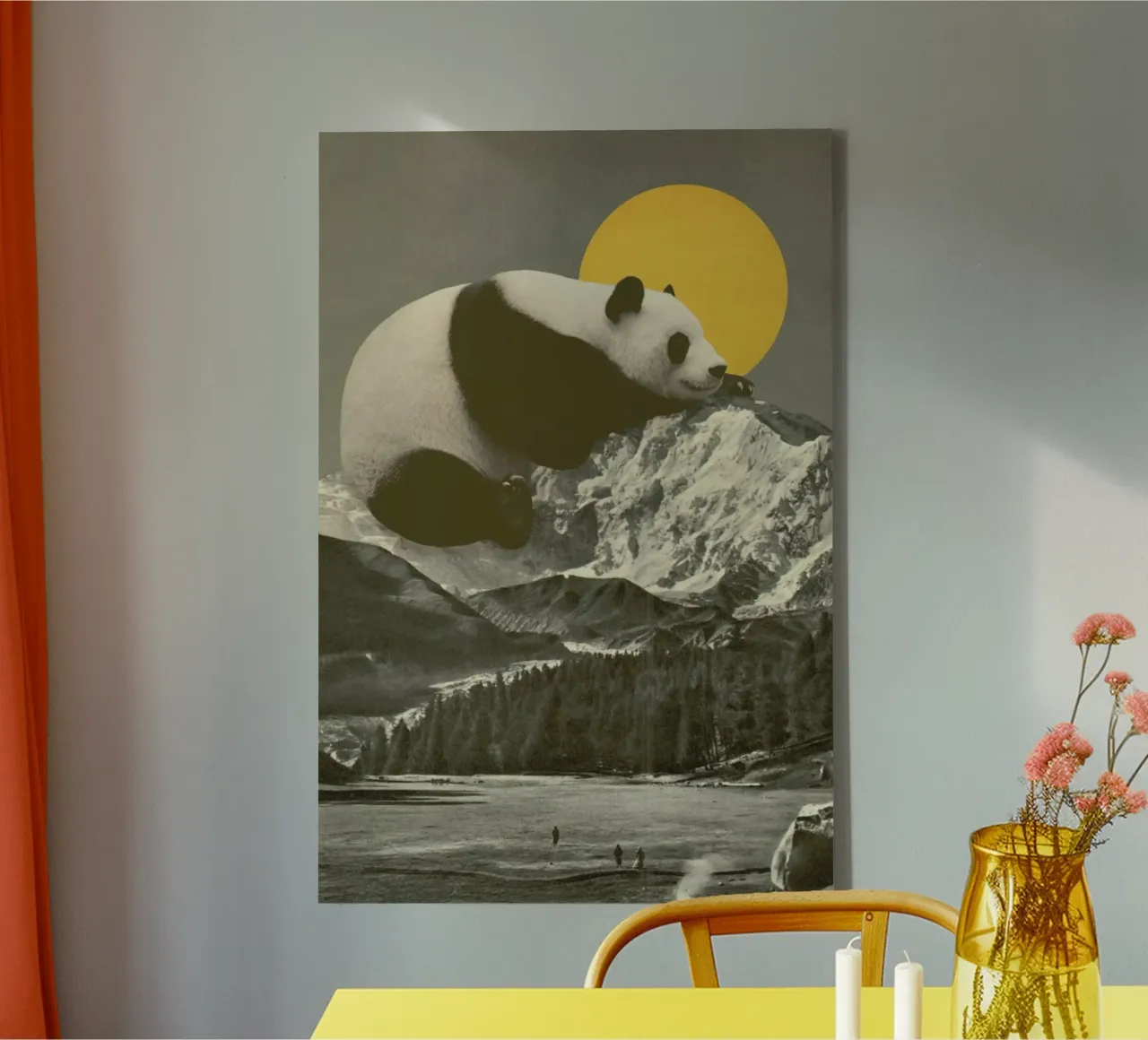 Panda Nap tela con Cornice a cassetta da Florent Bodart